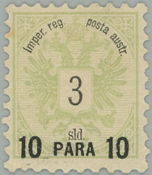 1886 LEVANT/ ANK-catalogue. 14II, Coat of arms 3Sld/10Para ...