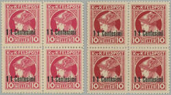 1918 ITALY / newspaper Sass.3, 3a, ANK.22a, 22b, Mercure 11Cts block ...