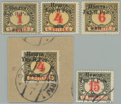 1919 WEST UKRAINE / Mi.43, 46, 48, 52, Bosnian postage-due 1, 4, 6h * ...