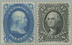1861-1867 Mi.16, 21, Franklin 1c, Washington 12c; new gum and without ...