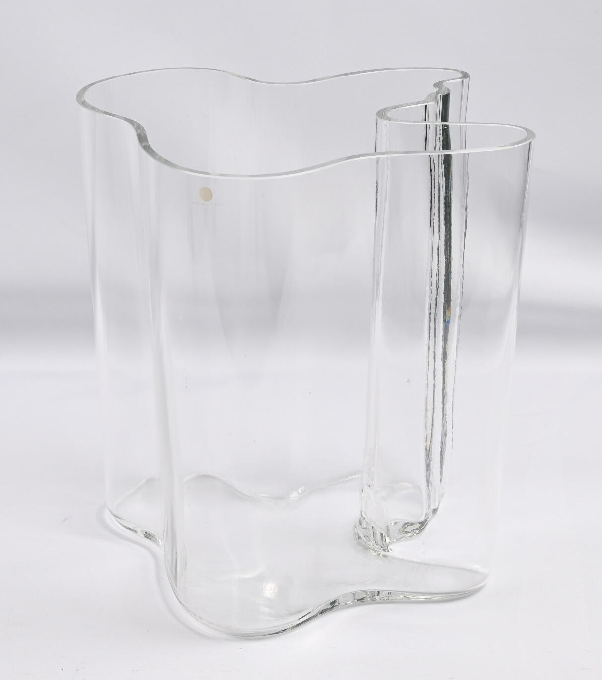 Aalto vase, mouth-blown clear glass using a wooden mold. Height 200 ...