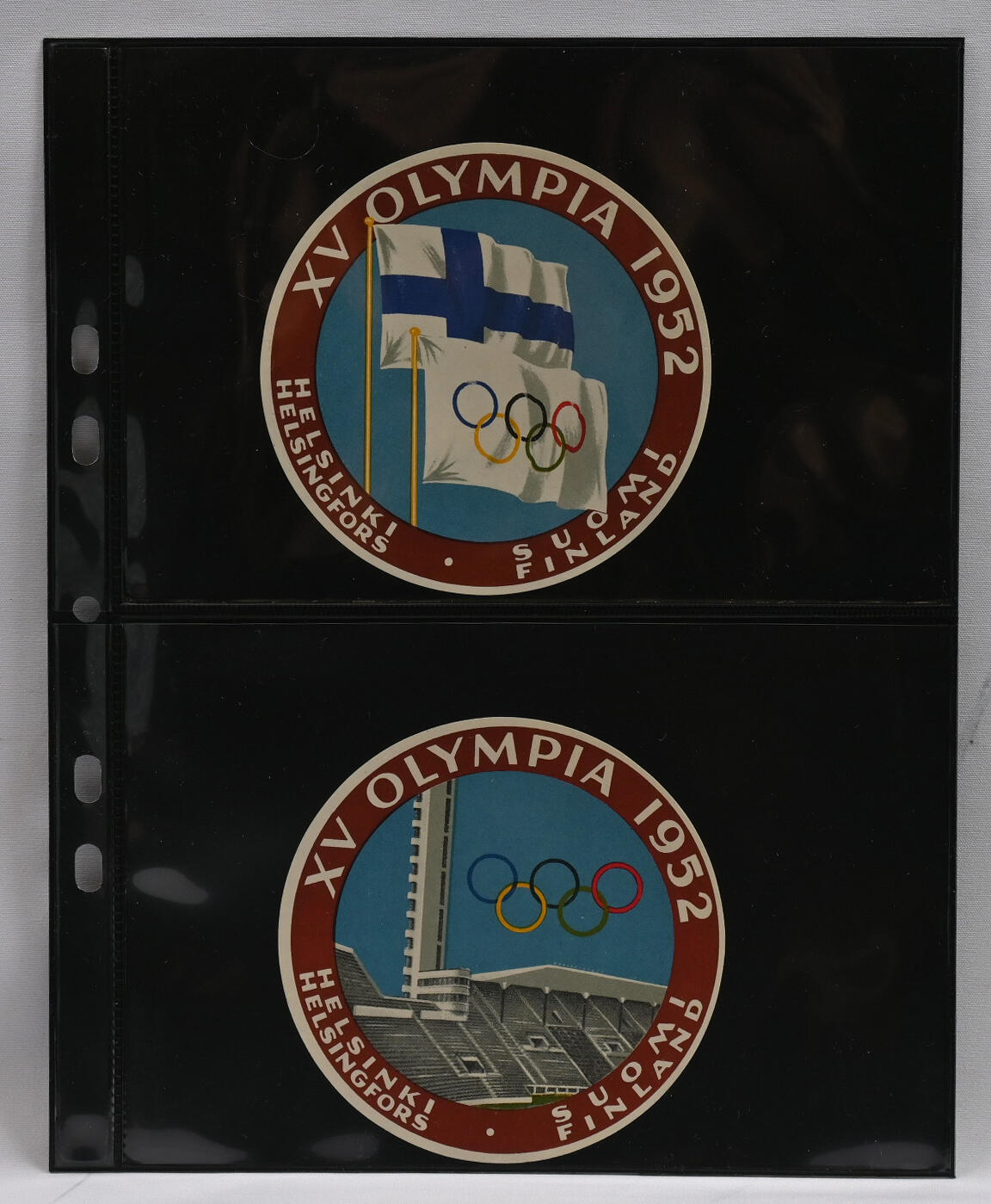 Olympics 1952, Helsinki - Two different luggage labels, 10 cm ...