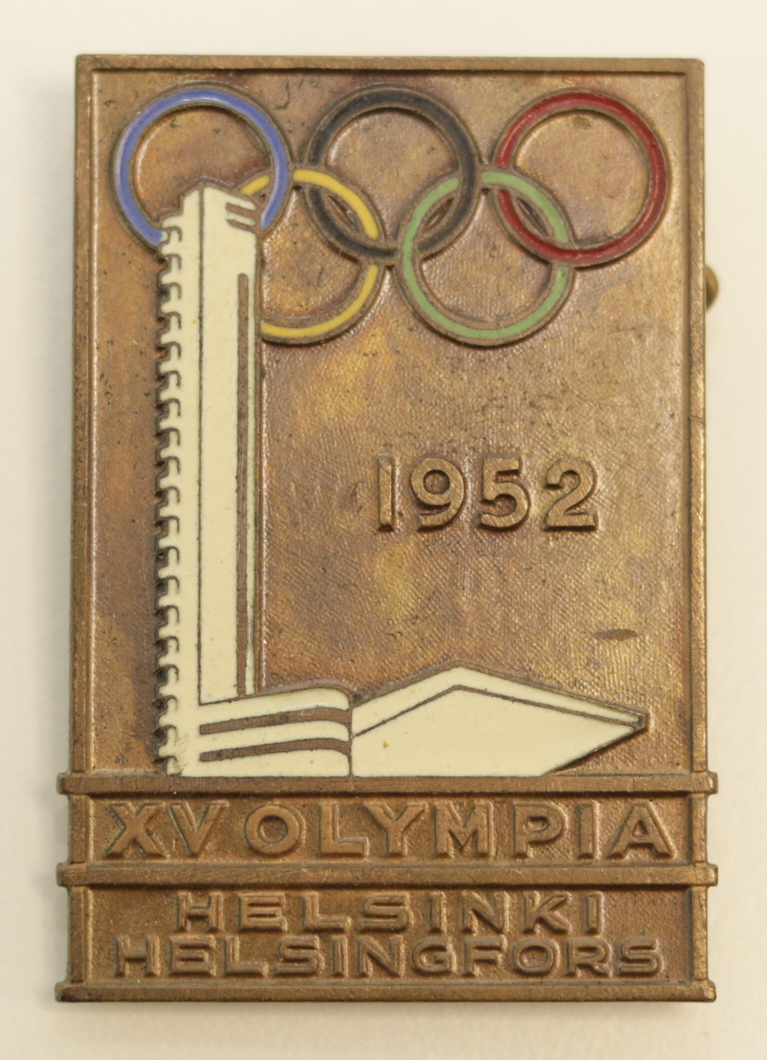 Olympics, 1952 Helsinki Olympic Games official’s badge. Bronze, ...