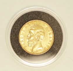 Romania 1890 20 Lei, Carol I, gold