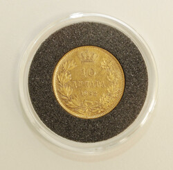 Serbia 1882 10 Dinar, Milan I, gold