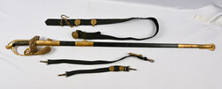 Navy officer’s sword with hanger. Length ca. 103 cm. Belonged to ...