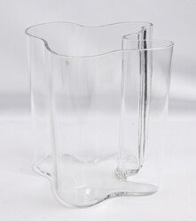 Aalto vase, mouth-blown clear glass using a wooden mold. Height 200 ...