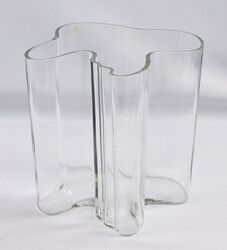Aalto vase, mouth-blown clear glass using a wooden mold. Height 200 ...