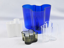 Alvar Aalto four different vases, eg. cobalt blue which is signed and ...