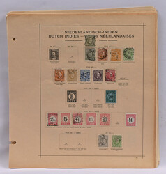Collection on old Schaubek pages including Dutch India, Curacao and ...