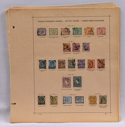 Collection on old Schaubek pages including Dutch India, Curacao and ...