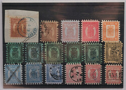 1856 - 1930 small stamp lot on two stockcards. Including eg. 5 kopek ...