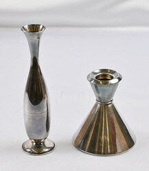 Candlesticks and a small vase (height ca. 14,5 cm), silver (813)