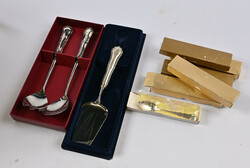 Serving pieces three different (830) silver. Additionally six small ...