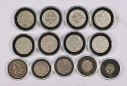 1864 - 1908 small selection of silver coins, eg. 2 markka 1865 two ...