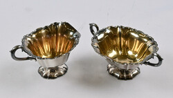 Sugar bowl and creamer with engraving, silver (813), year mark Q7. ...