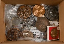 Selection of Finnish coins in a box, including also some medals. ...
