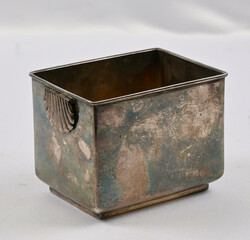 Silver storage box with folding handles, no lid. Dimensions 11.5 × 8 ...