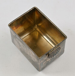 Silver storage box with folding handles, no lid. Dimensions 11.5 × 8 ...