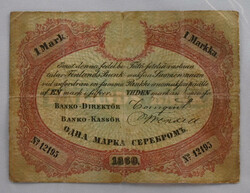 1860 1 markka, signatures Törnqvist and Mendell, some dirt on ...