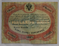 1867 1 markka, signatures Haartman and Nybergh, kl 1