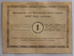 1867 1 markka, signatures Haartman and Nybergh, kl 1