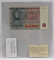 1939 5000 markkaa Specimen banknote, according to provenance given by ...