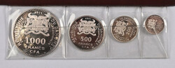 Dahomey 1971, valuable set of four coins (1000, 500, 200 and 100 ...