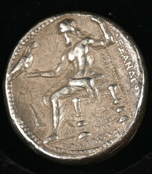 Antique silver drachm from the time of Alexander the Great (336–323 ...