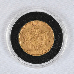 Belgium 1877 20 franc gold (6,45 g - 0,900). Certificate of ...