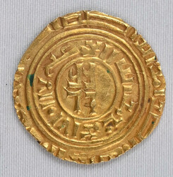 Crusader gold bezant of Jerusalem, an imitation of an Arabic gold ...