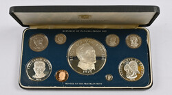 Panama 1975 proof set, nine fine coins, eg. heavy 20 Balboa (129,6g - ...