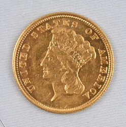 USA 1874 3 Dollar, Indian Princess Head, gold
