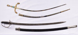 Two Asian decorative swords: narrow sword and curve saber. Must be ...