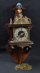 Wall clock from approximately 1960's, ca. 22 x 47 x 13.5 cm. PICKUP ...