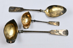 Two gravy ladle and a large spoon (length ca. 25,5 cm), silver (813)