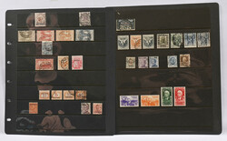 Small stamp lot on stock pages, */o material. Total of over 60 stamps