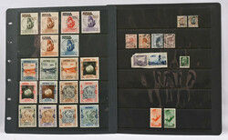 Small stamp lot on stock pages, */o material. Total of over 60 stamps