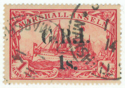 Marshal Islands, British occupation 1914 1s / 1M dark red Mi 10 I, ...