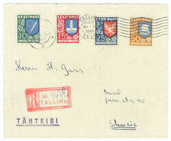 1940 Registered letter sent 30.I.40 from Tallinn to Basel, ...