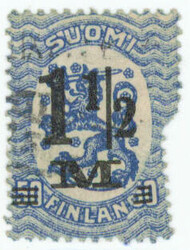 1921 1½ markka / 50 penni perforation variety! But some patina (L. ...
