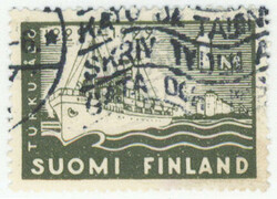 1929 Turku 1 markka W2 very rare used stamp, but few short perfs (L. ...