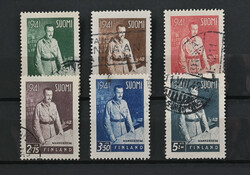1941 Mannerheim W2 19 mm used set. 3½ markka stamp with a small ...
