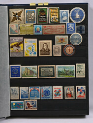 Envelope seals etc. labels colourful selection in stockbook. Also ...