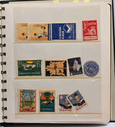 Old collection lot in two albums including envelope seals etc. labels ...