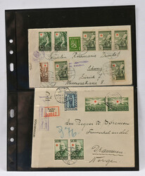 Four fine postal items to abroad franked with Red Cross stamps (three ...