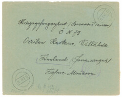 Letter to prisoner of war to Villähde prison camp 12.3.1942, sent ...