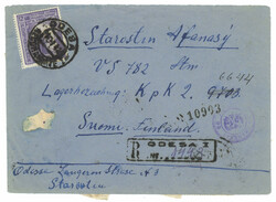 Registered letter from Odessa 10.1.1944 to a Romanian prisoner of war ...