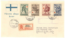 1940 Red Cross set 27.1.1940 to USA, arrival mark
