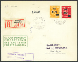 Issue 1930 surcharged stamps 16.6.1940 to Sweden, arrival mark. Very ...